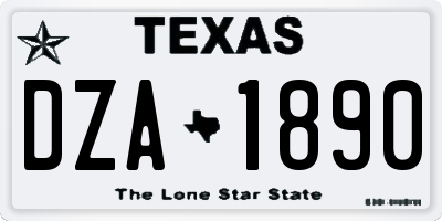 TX license plate DZA1890