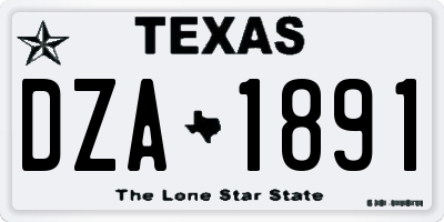 TX license plate DZA1891