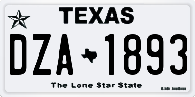 TX license plate DZA1893