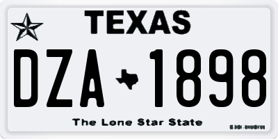 TX license plate DZA1898