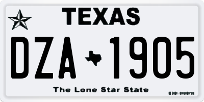 TX license plate DZA1905