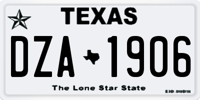 TX license plate DZA1906