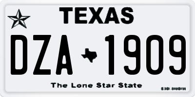 TX license plate DZA1909
