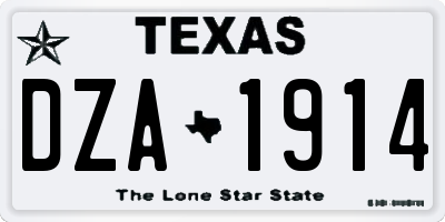 TX license plate DZA1914