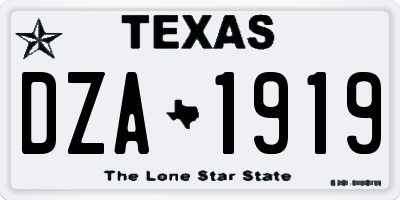 TX license plate DZA1919