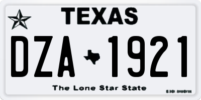 TX license plate DZA1921