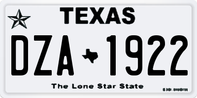TX license plate DZA1922