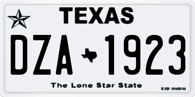 TX license plate DZA1923