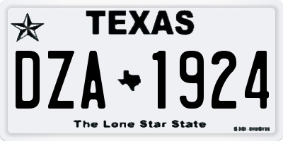 TX license plate DZA1924
