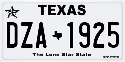 TX license plate DZA1925