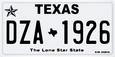 TX license plate DZA1926