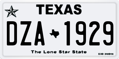TX license plate DZA1929