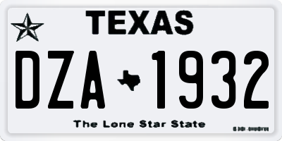 TX license plate DZA1932