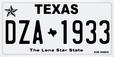 TX license plate DZA1933
