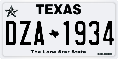 TX license plate DZA1934