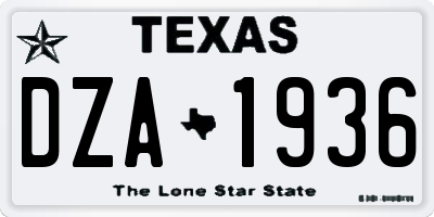 TX license plate DZA1936