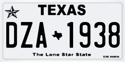 TX license plate DZA1938