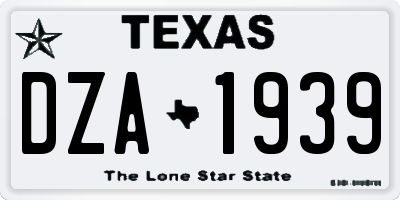 TX license plate DZA1939