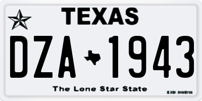 TX license plate DZA1943