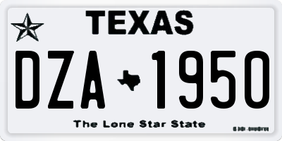 TX license plate DZA1950