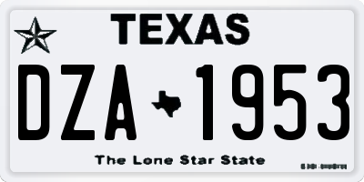 TX license plate DZA1953