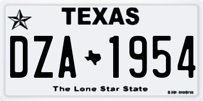 TX license plate DZA1954
