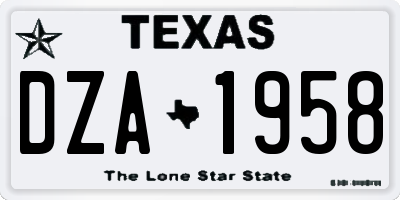 TX license plate DZA1958