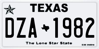 TX license plate DZA1982