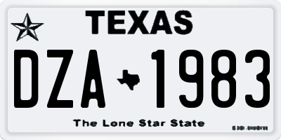 TX license plate DZA1983