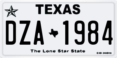 TX license plate DZA1984