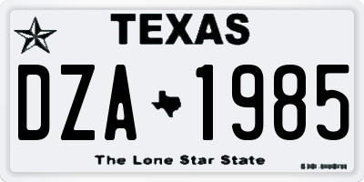 TX license plate DZA1985