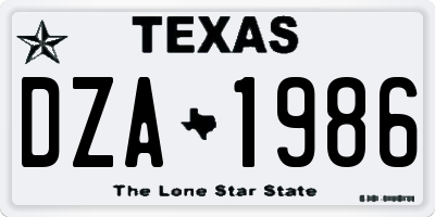 TX license plate DZA1986