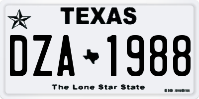 TX license plate DZA1988