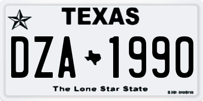 TX license plate DZA1990