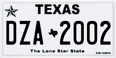 TX license plate DZA2002