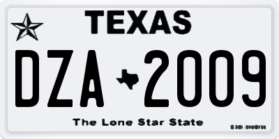 TX license plate DZA2009