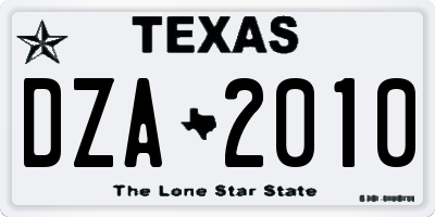 TX license plate DZA2010