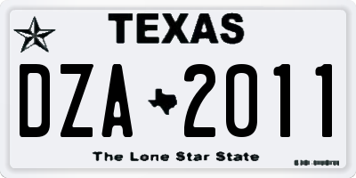 TX license plate DZA2011