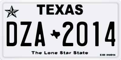 TX license plate DZA2014