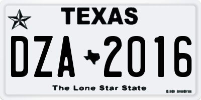 TX license plate DZA2016