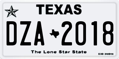 TX license plate DZA2018