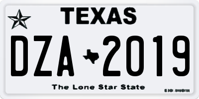 TX license plate DZA2019