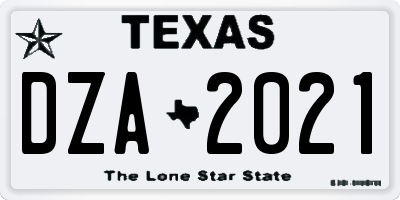 TX license plate DZA2021