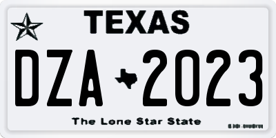 TX license plate DZA2023