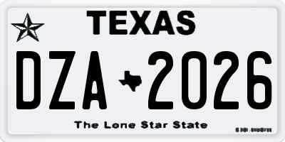 TX license plate DZA2026