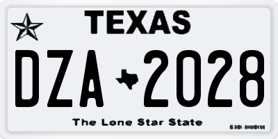TX license plate DZA2028