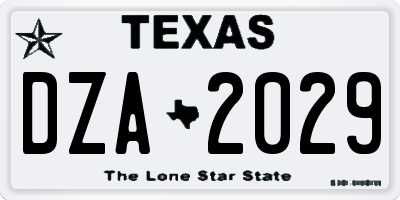 TX license plate DZA2029