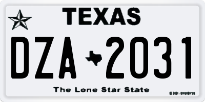 TX license plate DZA2031