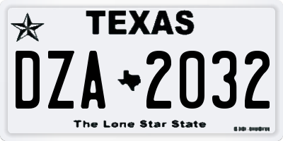 TX license plate DZA2032
