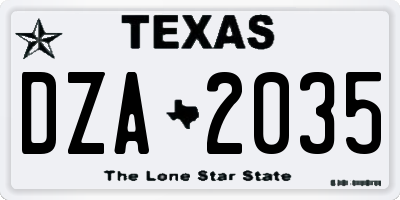 TX license plate DZA2035
